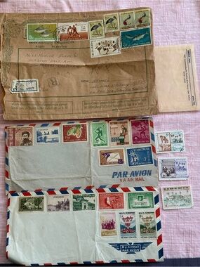 Lot #18 Vintage Thailand Vietnam Liberia Airmail Covers Stamps Ephemera